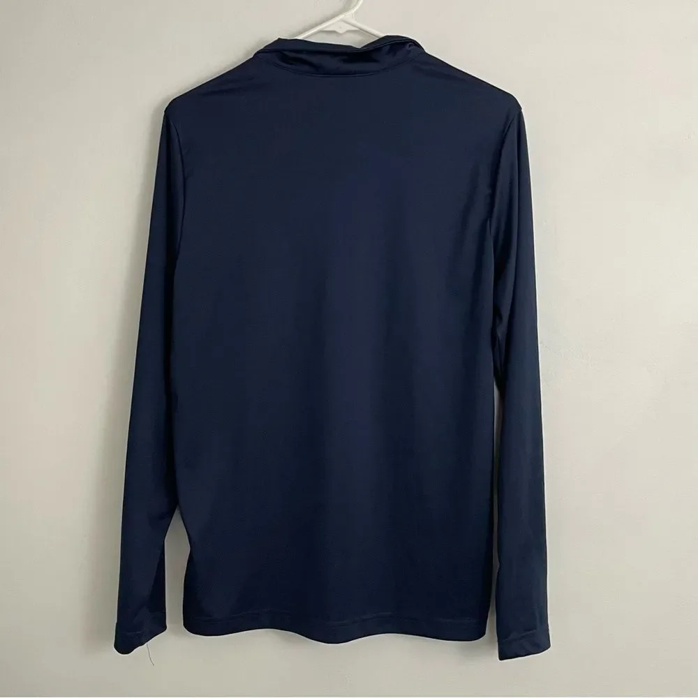 Men’s Braves Navy Quarter-Zip Pullover with Logo Long Sleeve Tee